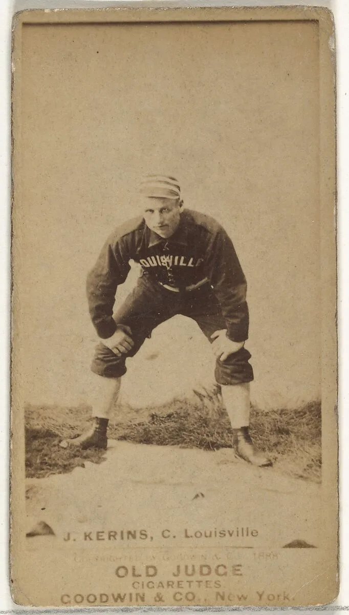 John Nelson Kerins, Catcher, Louisville Colonels, from the Old Judge series (N172) for Old Judge Cigarettes — Goodwin & Company
