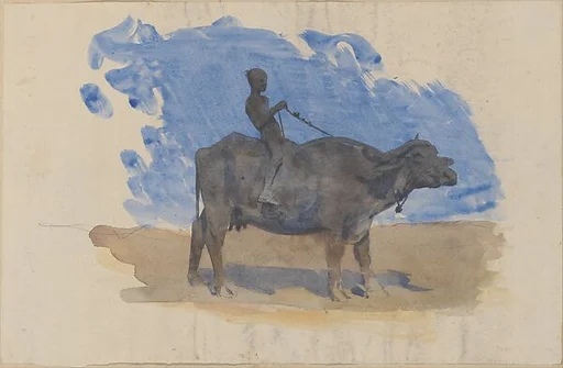 Boy on Water Buffalo (from scrapbook)