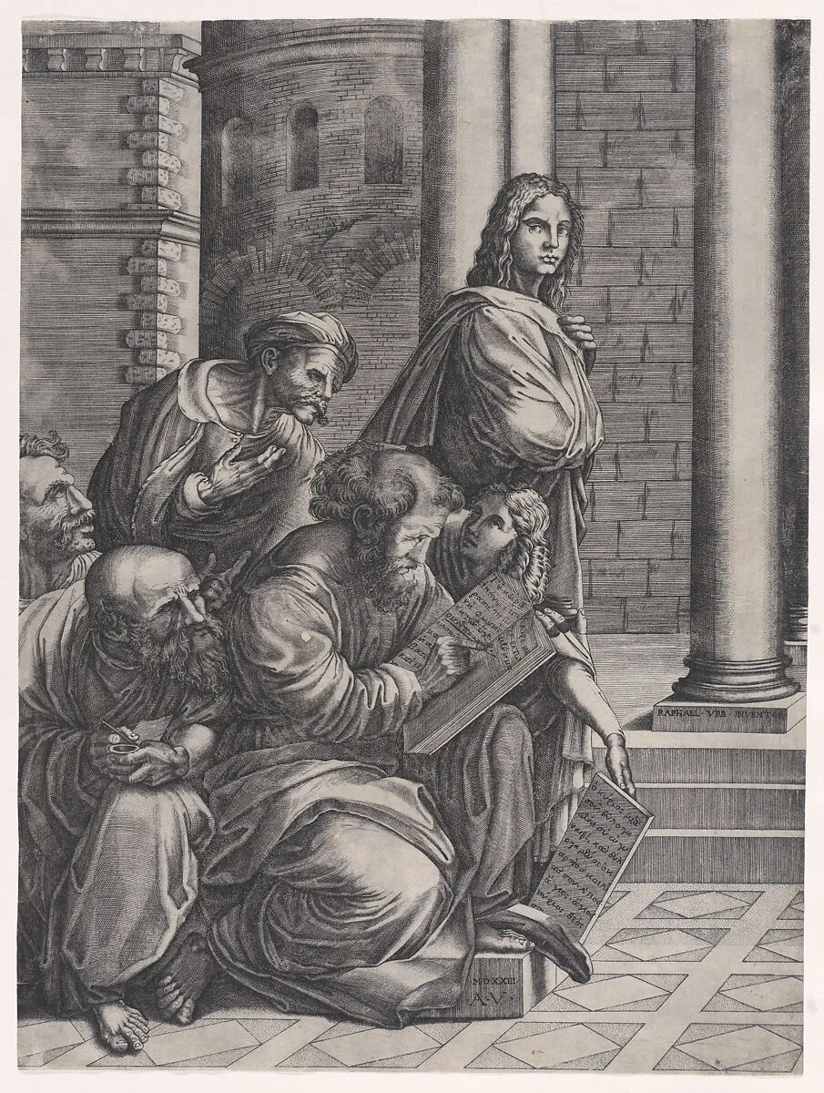 The Group, from Raphael's "School of Athens" — Agostino Veneziano (Agostino dei Musi)|Raphael (Raffaello Sanzio or Santi)