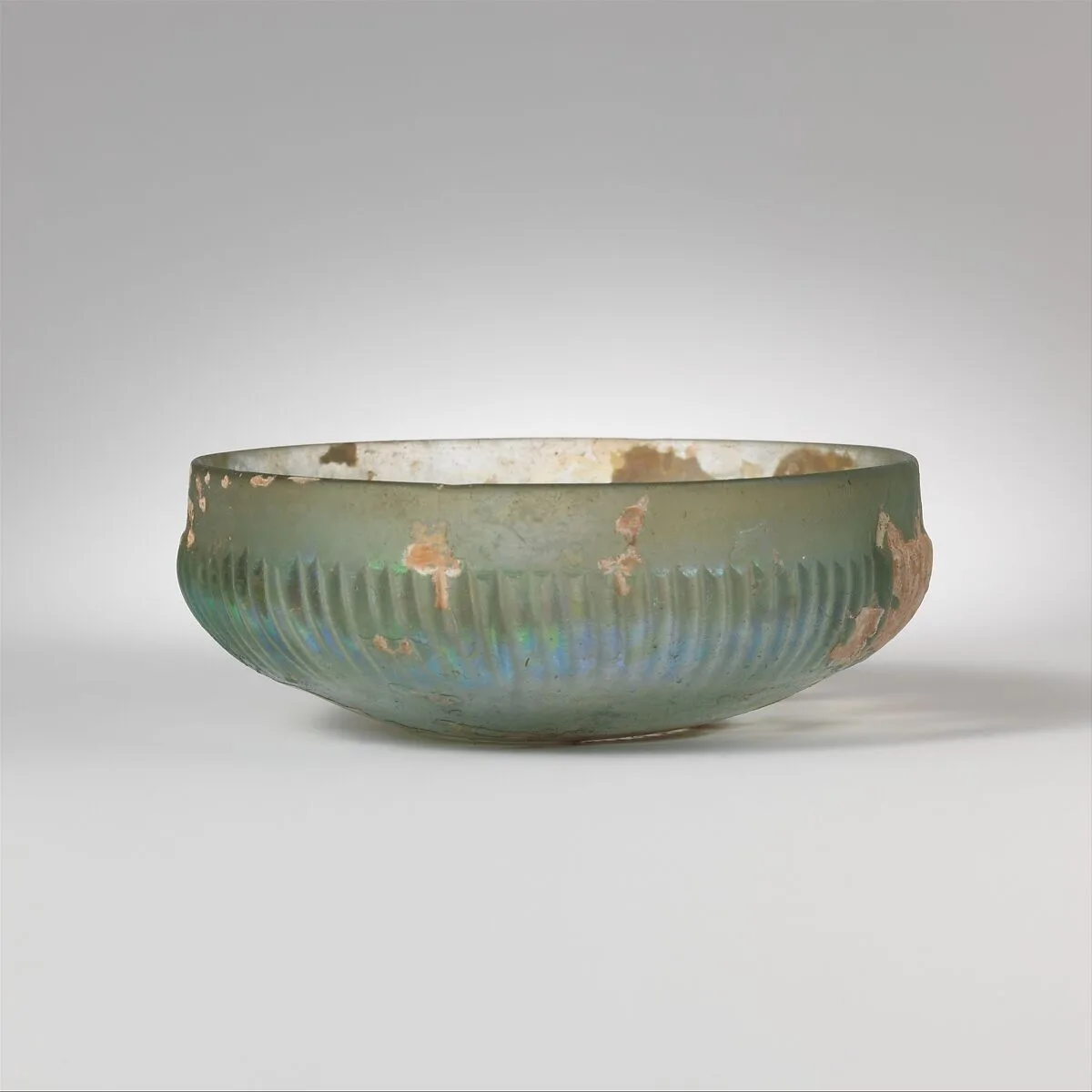 Glass ribbed bowl — Unknown
