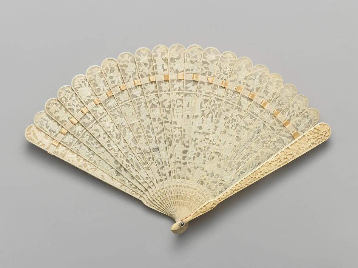 Brisé Fan, with Figures and Pavilions in a Landscape — Unknown