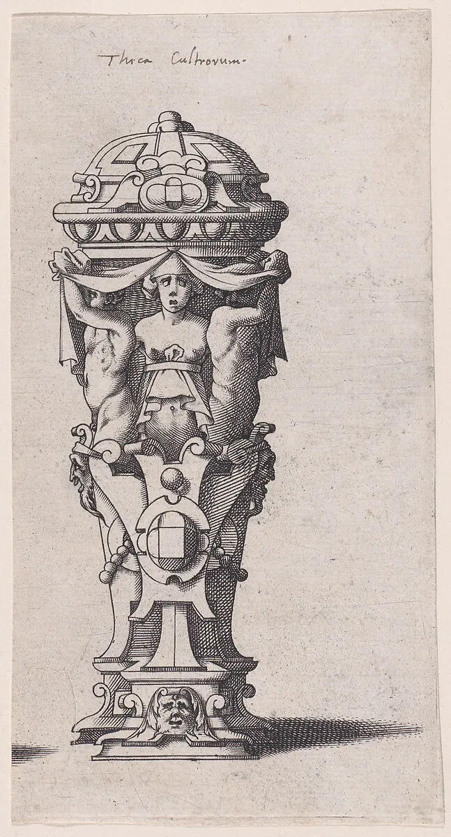 Container with a Woman between Two Men (Nécessaire de table) — René Boyvin