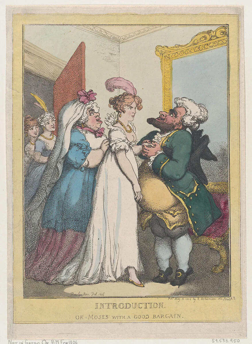 Introduction, or Moses with a Good Bargain — Thomas Rowlandson|Rudolph Ackermann, London
