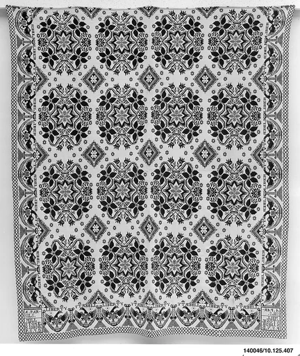 Coverlet, Lilies of France pattern with Eagle and Liberty borders