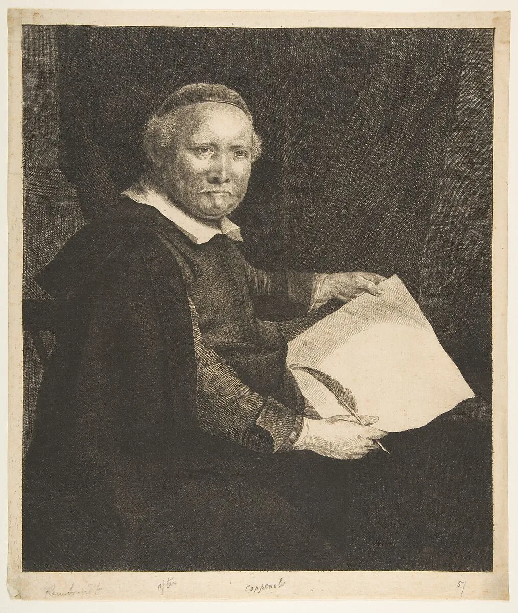 Lieven Willemsz van Coppenol, Writing Master: the Larger Plate (copy) — Rembrandt (Rembrandt van Rijn)