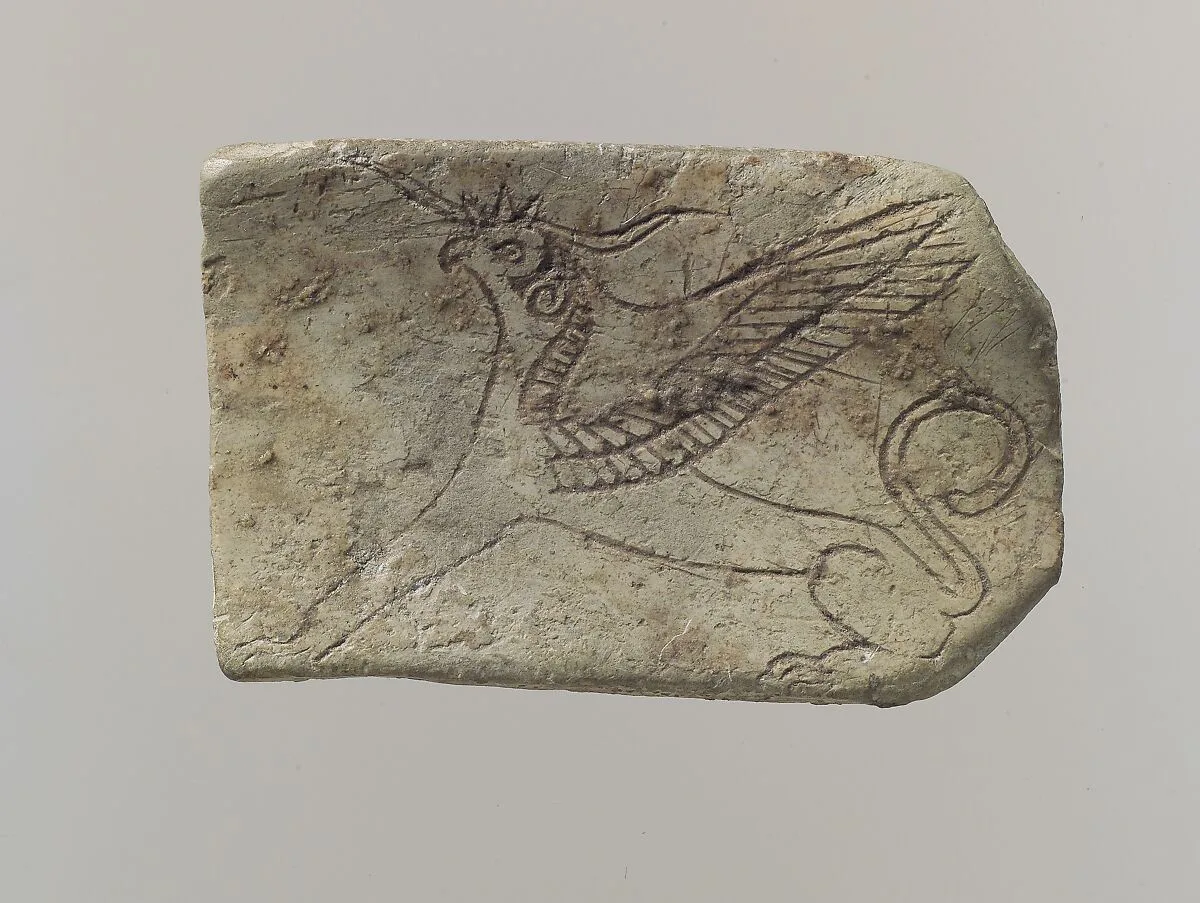 Furniture plaque: incised griffin — Unknown