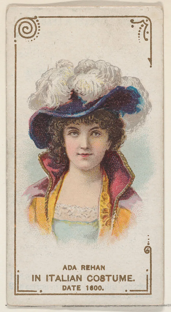 Ada Rehan in Italian Costume of 1600, from the set Actors and Actresses, Second Series (N71) for Duke brand cigarettes — W. Duke, Sons & Co.|Knapp & Company