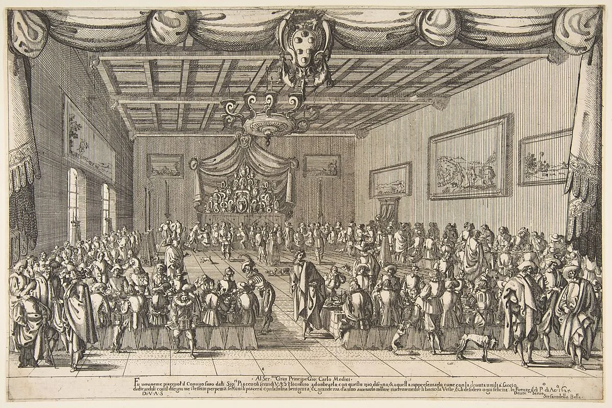 Banquet of the Piacevoli — Stefano della Bella|Cardinal Gian Carlo de' Medici Bishop of Sabina