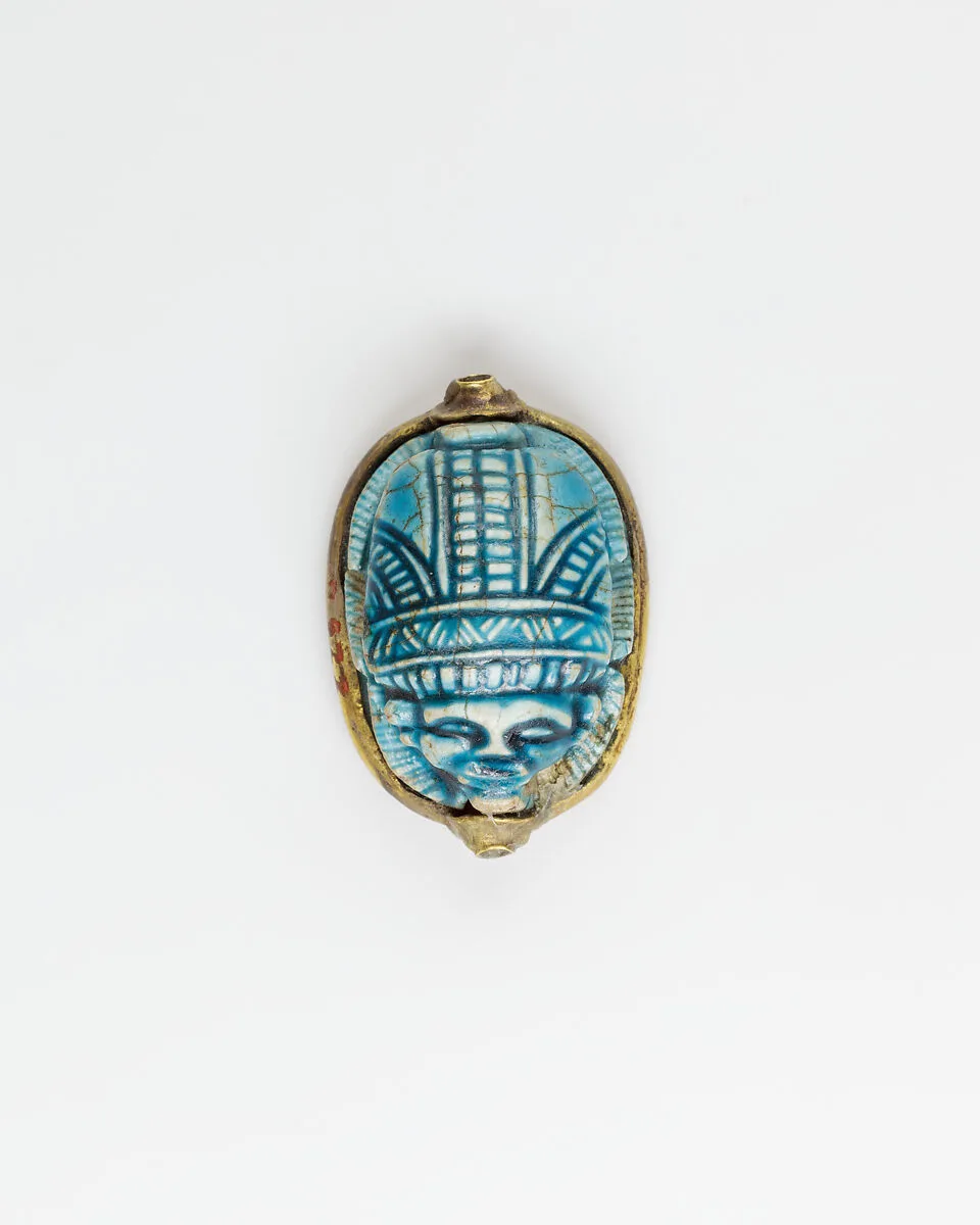Human-headed scarab with device of sphinx and winged uraeus — Unknown