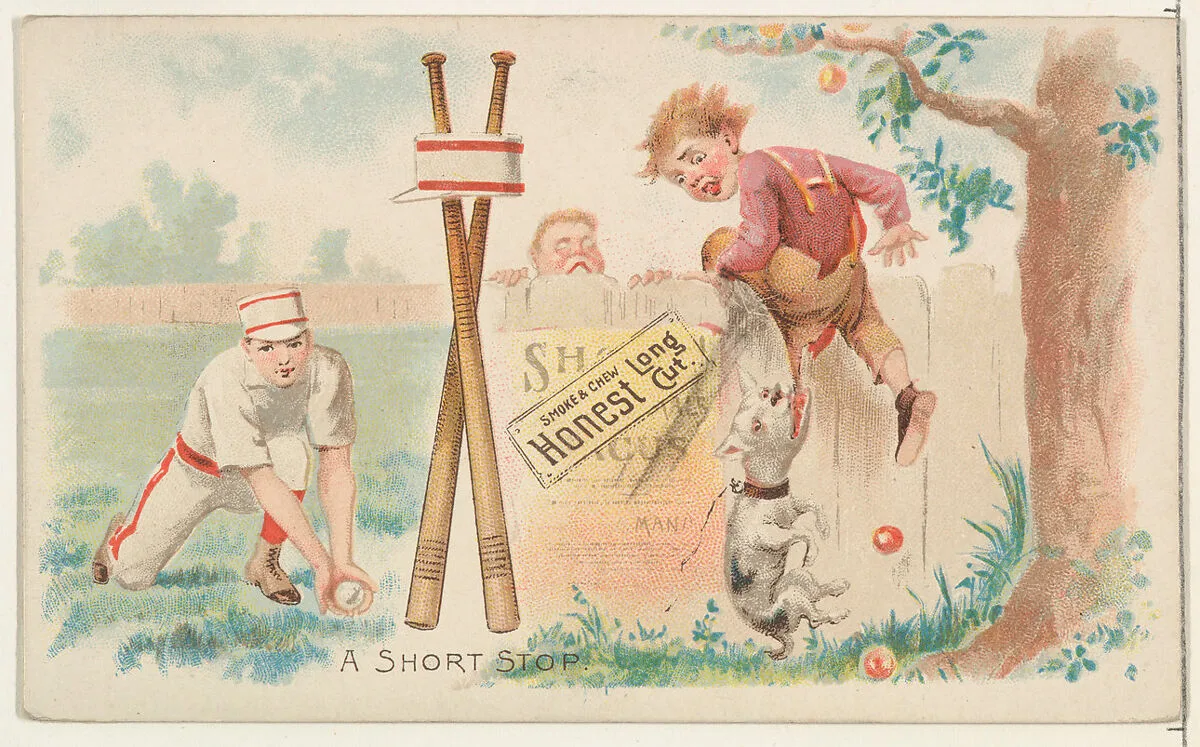 A Short Stop, from the Talk of the Diamond set (N135) issued by Duke Sons & Co., a branch of the American Tobacco Company — Schumacher & Ettlinger|W. Duke, Sons & Co.|American Tobacco Company