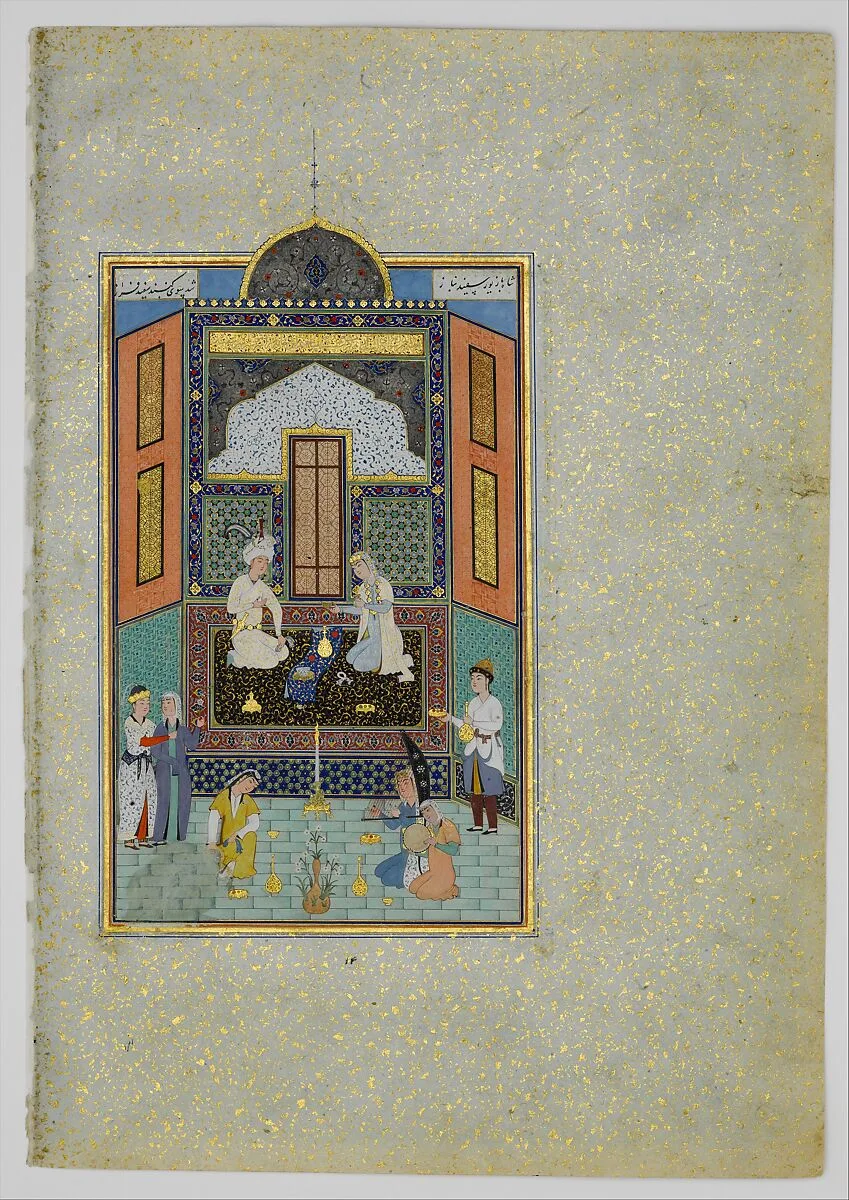 "Bahram Gur in the White Palace on Friday", Folio 235 from a Khamsa (Quintet) of Nizami of Ganja — Sultan Muhammad Nur|Shaikh Zada|Nizami