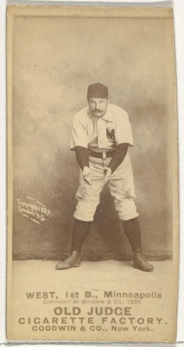 Milton Douglas "Buck" West, 1st Base, Minneapolis, from the Old Judge series (N172) for Old Judge Cigarettes — Goodwin & Company