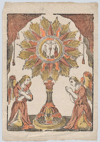 Angels flanking a monstrance with Christ on the cross — Anonymous, Italian, 19th century
