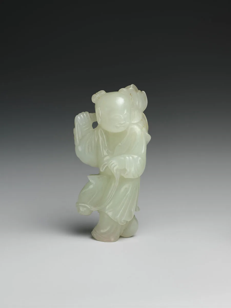 清 玉雕竹馬童子|Boy riding a hobbyhorse — Unknown