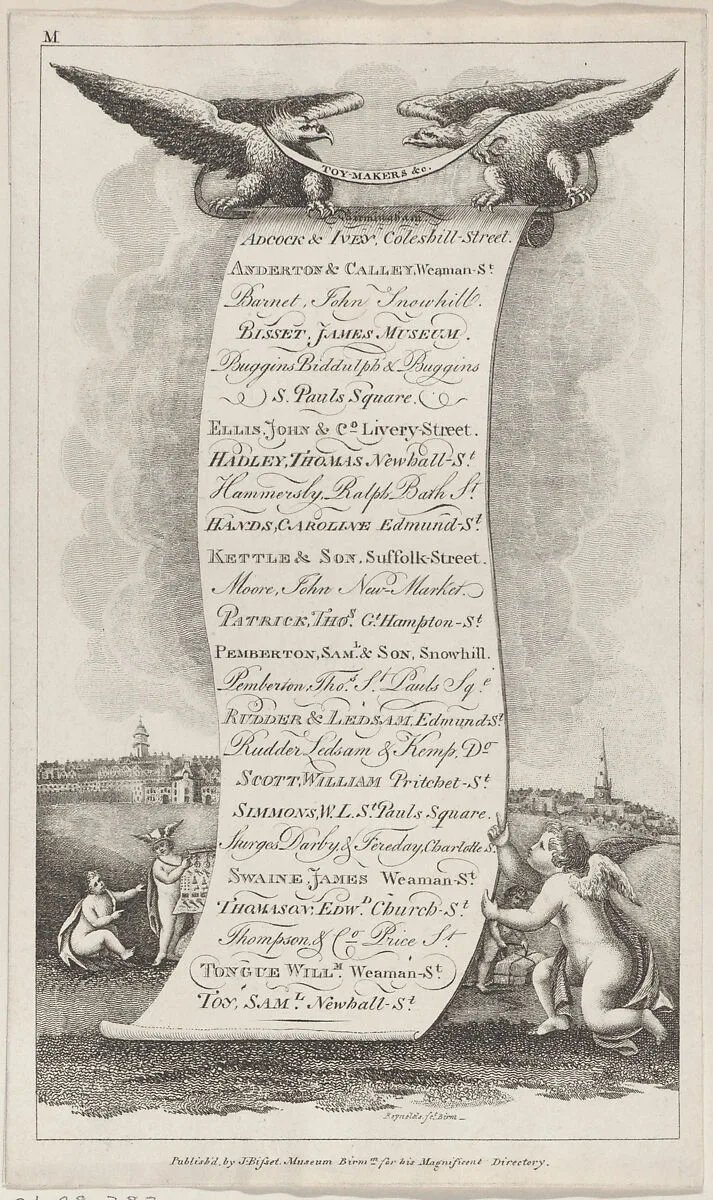 Trade Card for Toy Makers &c., Birmingham — Swinney and Hawkins|Anonymous, British, early 19th century|James Bisset