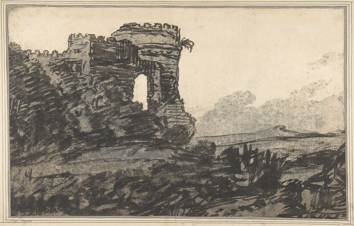 Ruined Castle and Trees — Alexander Cozens