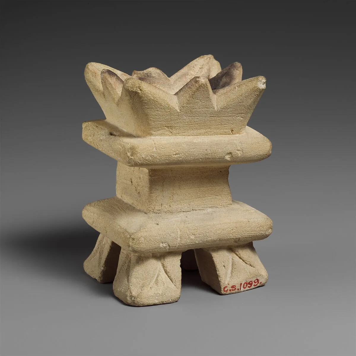 Limestone incense burner on four legs — Unknown