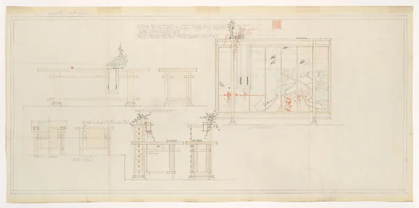 Elevation of Furnishings, Living Room Furniture, Little House, Wayzata, MN — Frank Lloyd Wright