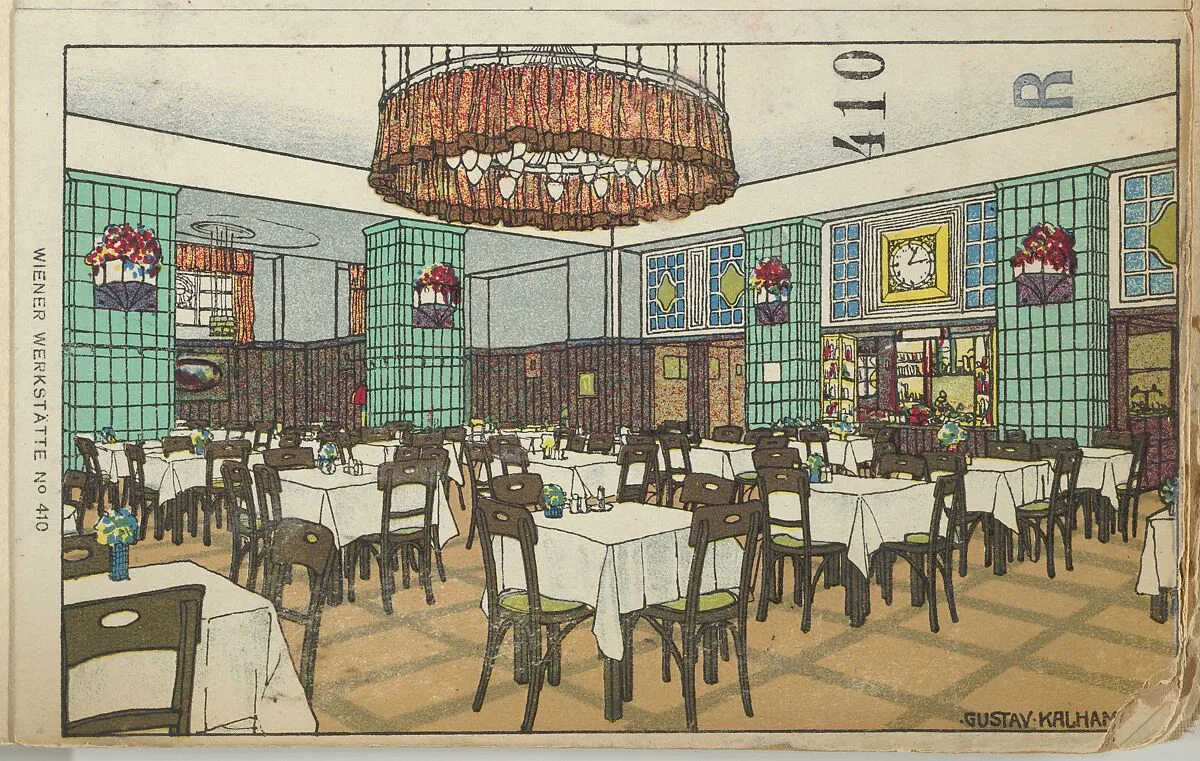 National Railway Station Restaurant, Vienna X, Josef Pohl (Restaurant Staatsbahnhof, Wien X, Josef Pohl) — Gustav Kalhammer|Wiener Werkstätte
