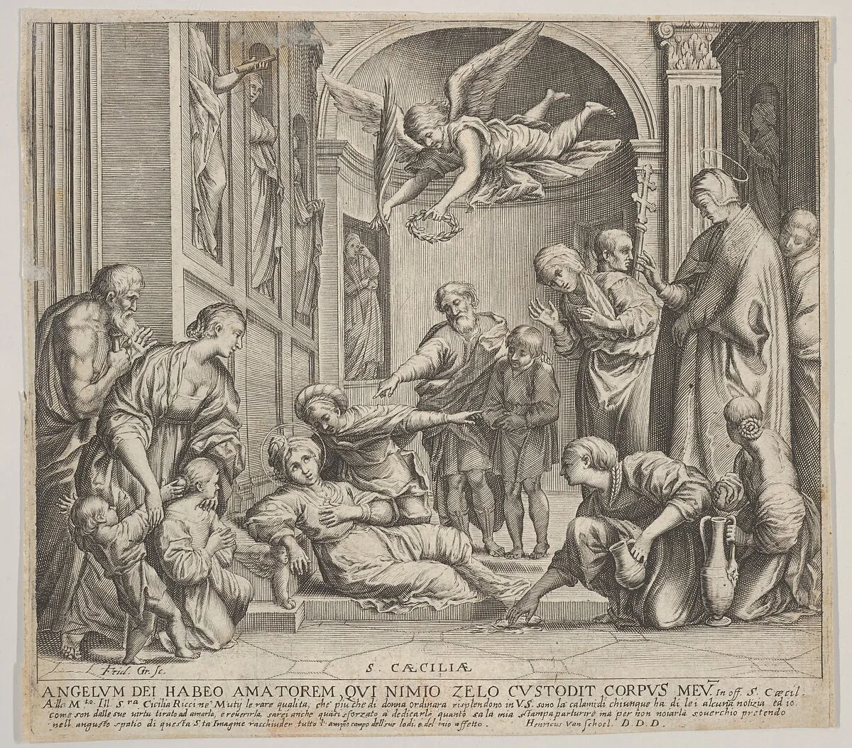 The death of St Cecilia — Johann Friedrich Greuter|Domenichino (Domenico Zampieri)|Hendrick van Schoel