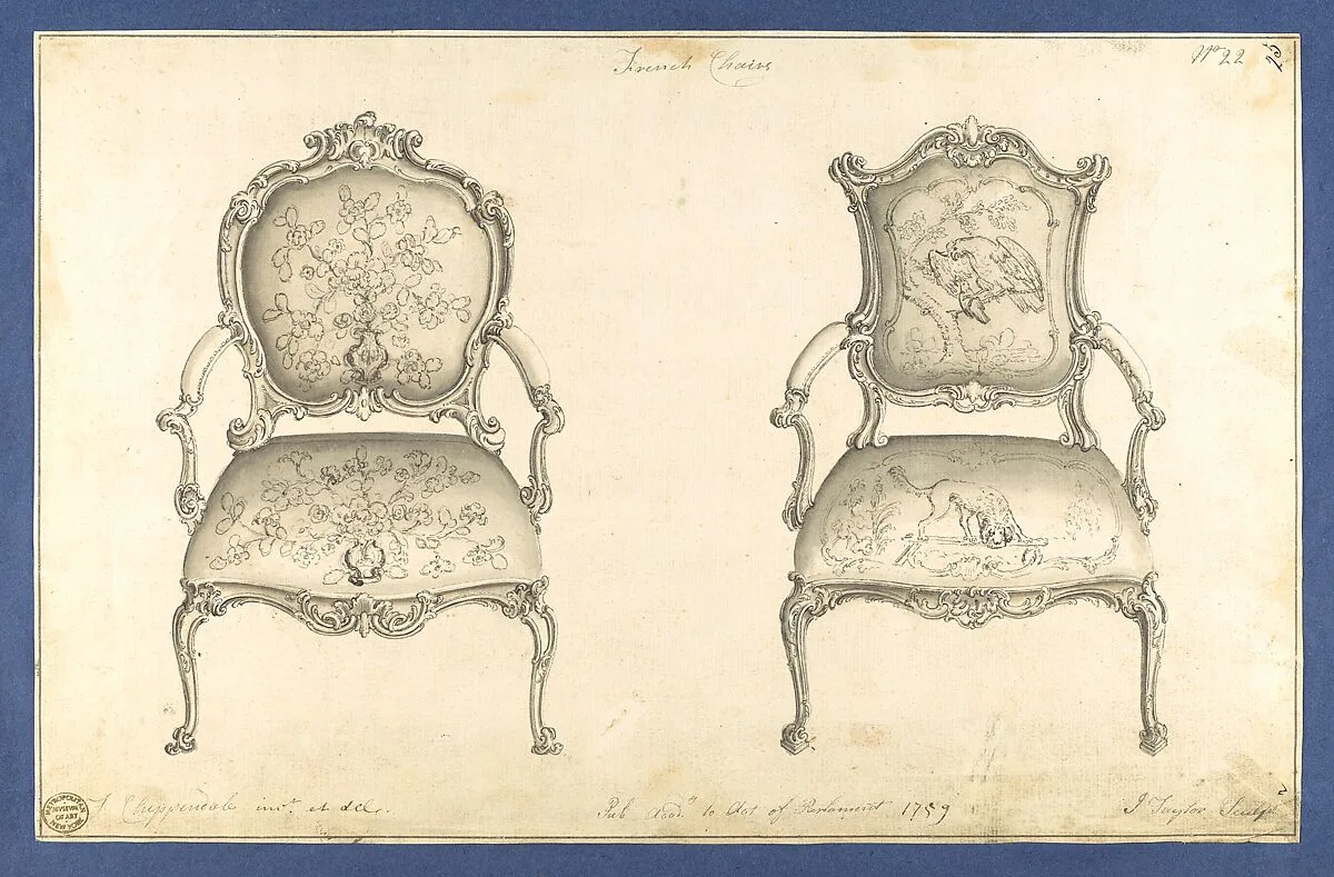 French Chairs, in Chippendale Drawings, Vol. I — Thomas Chippendale