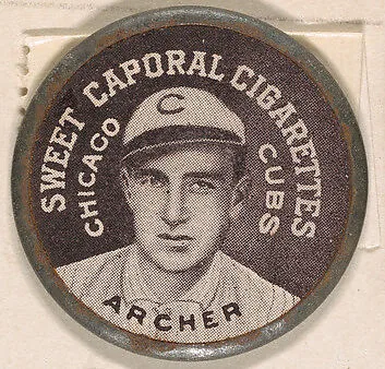 Archer, Chicago Cubs (black), from the Domino Discs series (PX7), issued by Kinney Brothers — Kinney Brothers Tobacco Company