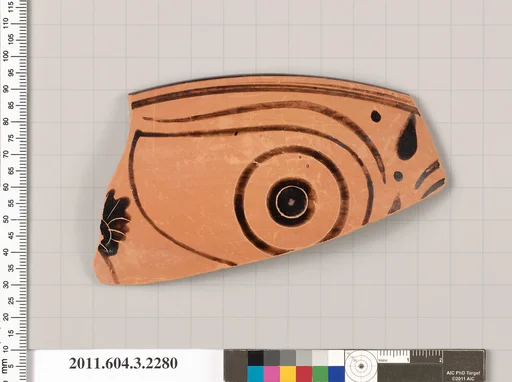 Terracotta rim fragment of a kylix: eye-cup (drinking cup)