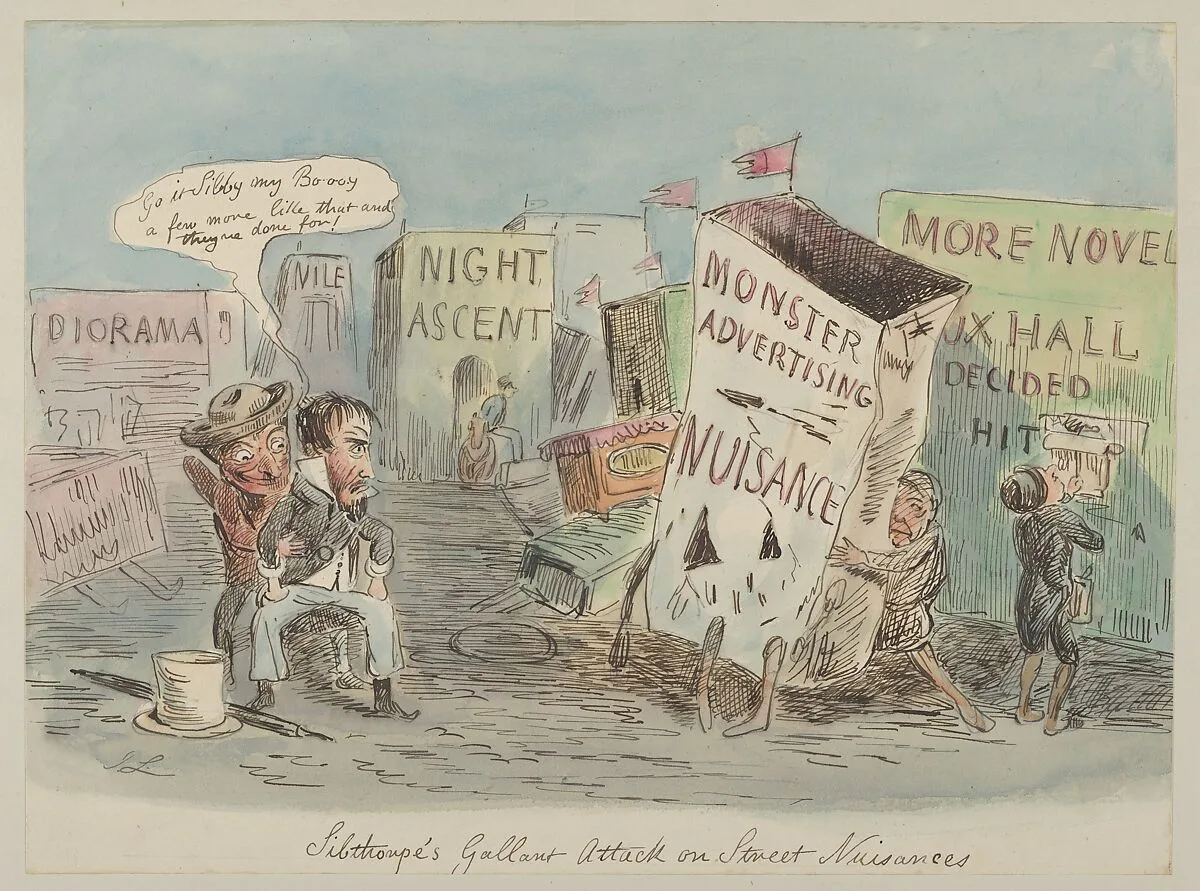 Lilthorpe's Gallant Attack on Street, Nuisances — John Leech
