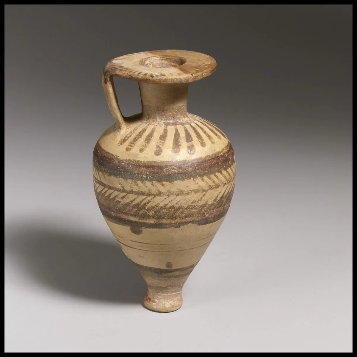 Terracotta pointed aryballos (oil flask) — Unknown