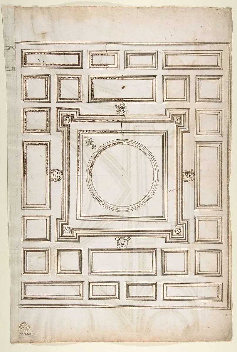 Unidentified, ceiling plan (recto) Palazzo Farnese, ceiling plan (verso) — Anonymous, French, 16th century