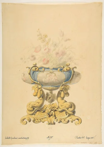 Design for a Porcelain Flower Bowl with Bronze Mount