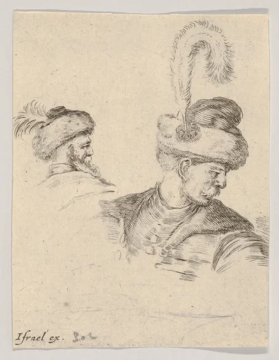 Plate 11: a Polish bust in profile, turned to the right, another Polish head seen from behind in the background, from 'The Book for Learning to Draw' (Livre pour apprendre à dessiner)