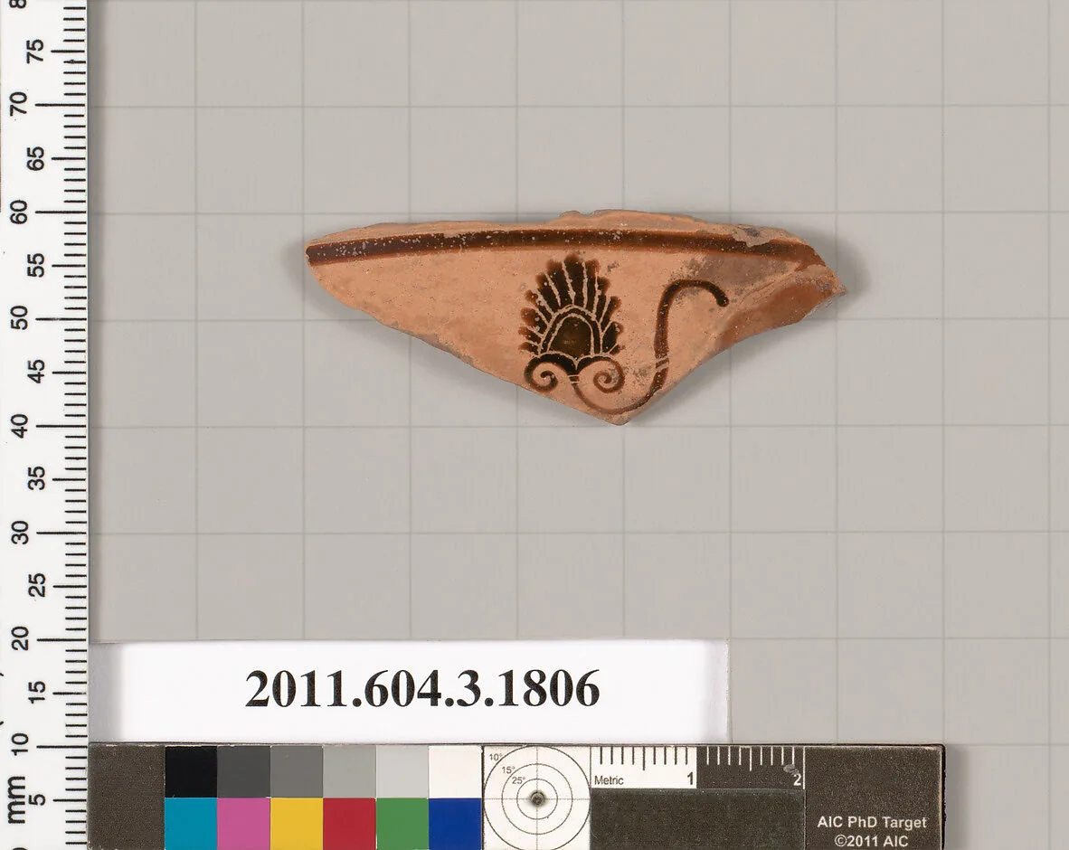 Terracotta fragment of a kylix: Lip cup (drinking cup) — Unknown