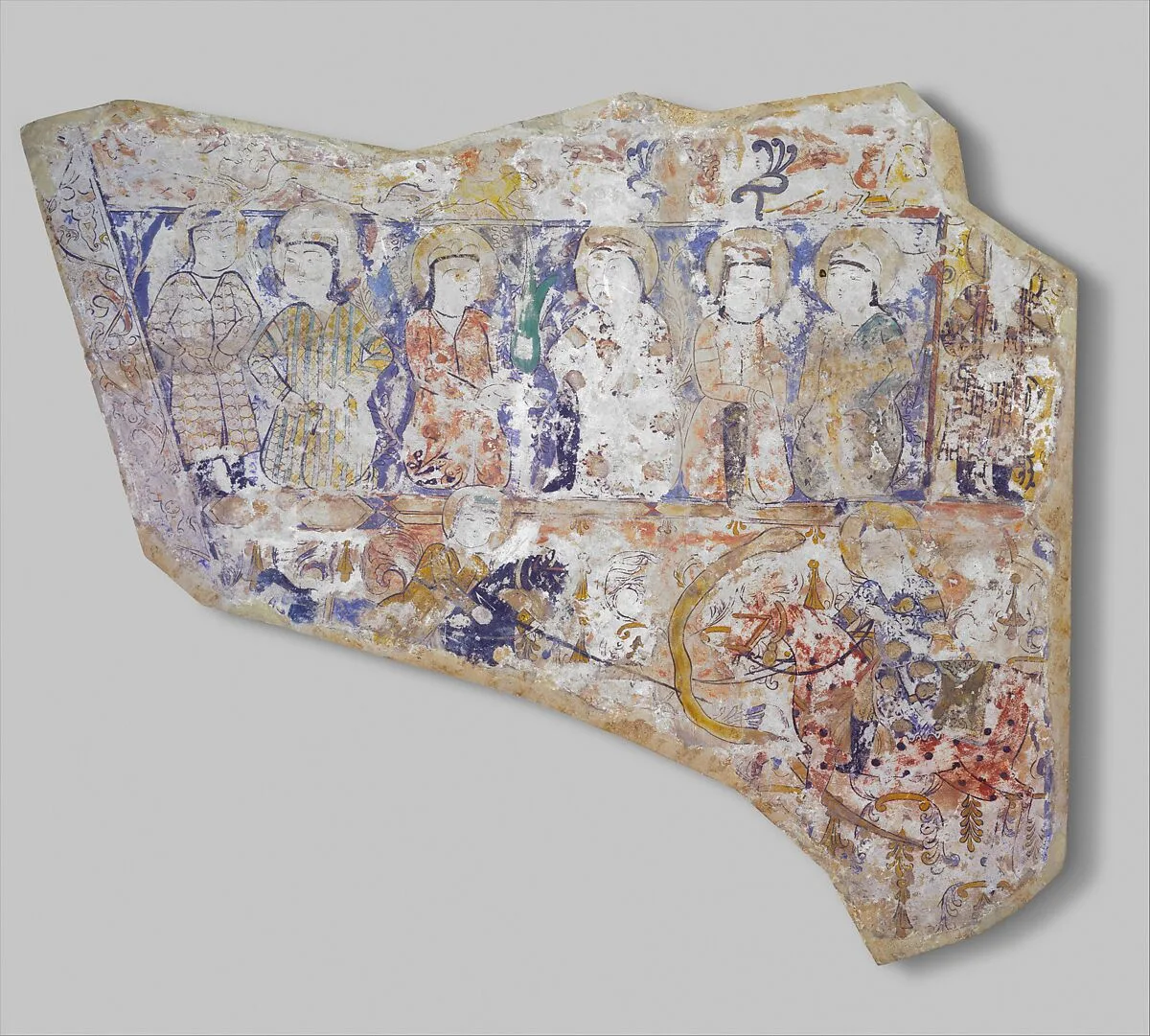 Fragment of Wall Painting with a Scene of Two Horsemen Slaying a Serpent — Unknown