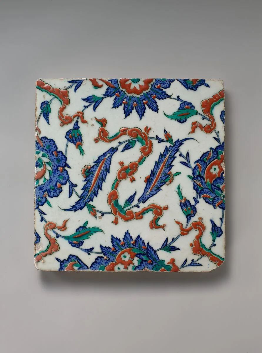 Tile with Floral and Cloud-band Design — Unknown