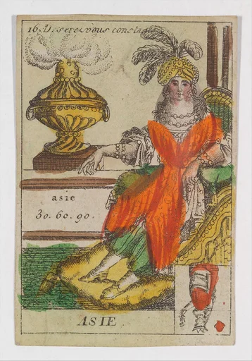 Asie, from the playing cards (for quartets) "Costumes des Peuples Étrangers"
