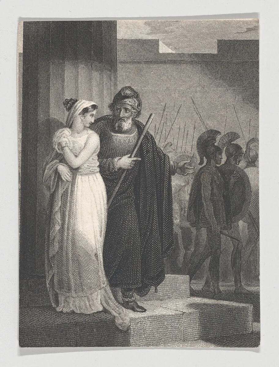 Pandarus and Cressida (Shakespeare, Troilus and Cressida, Act 1, Scene 2) — William Shakespeare|Henry Corbould|Charles Rolls