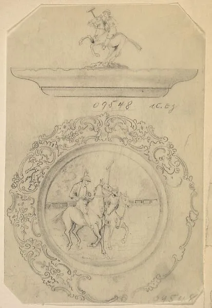 Design for a Covered Silver Dish with Polo Player Ornament — Anonymous, Czech, early 20th century