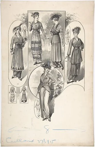 Designs for Five Women's Dresses