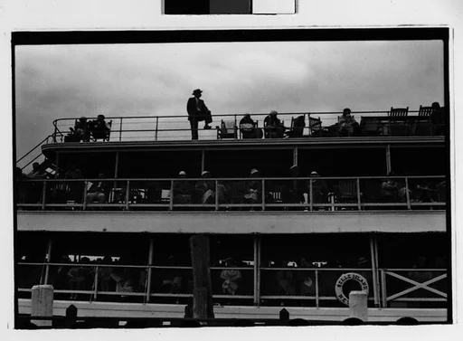 [Two 35mm Film Frames: Passengers on Decks of Croton Point Park Steamboat, Between Harmon and Ossining, New York]
