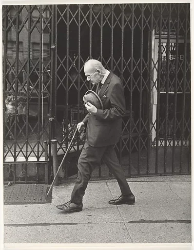 [Street Scene: Elderly Man Walking with Cane, New York City]