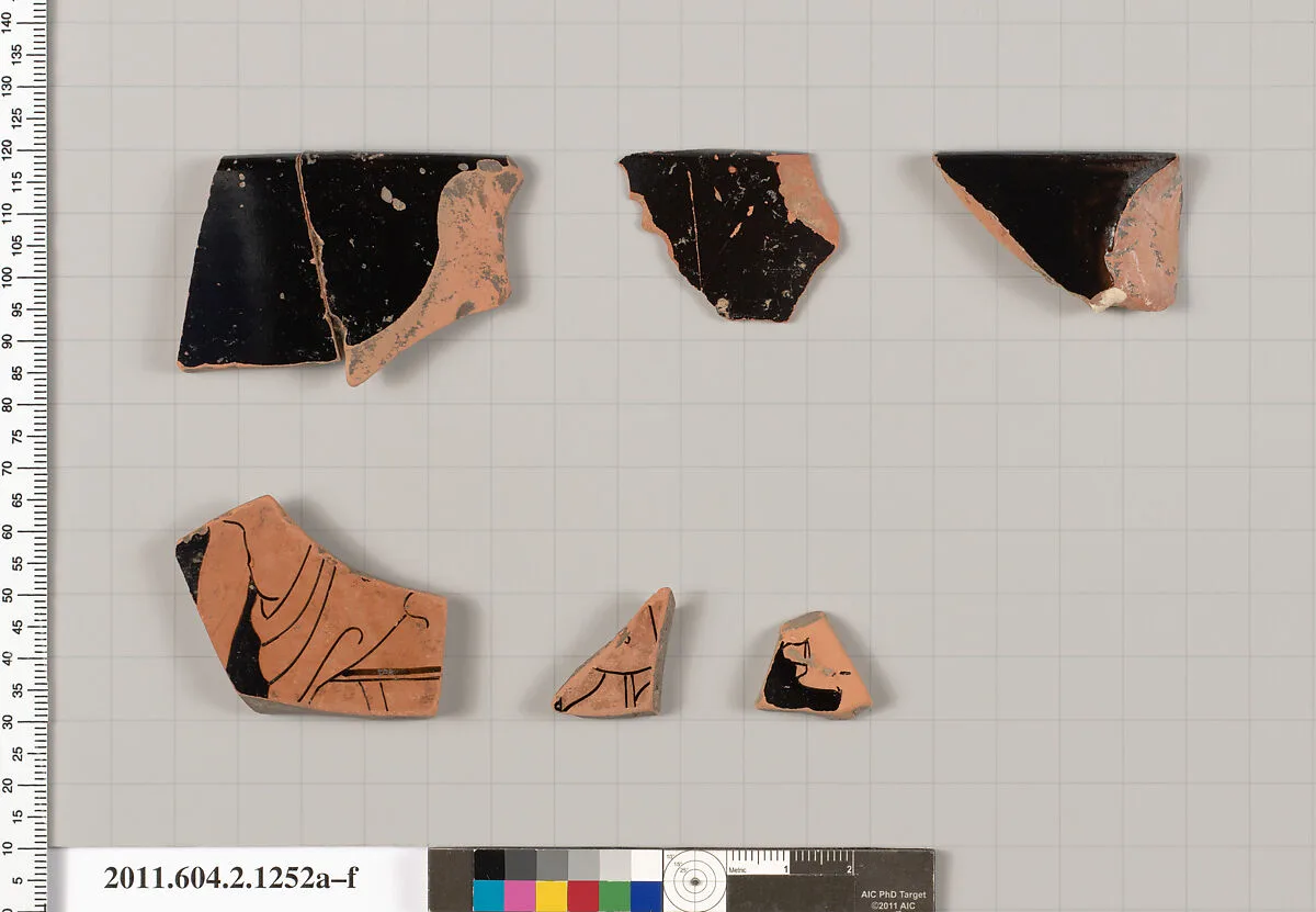 Terracotta fragments of a skyphos (deep drinking cup) — Antiphon Painter