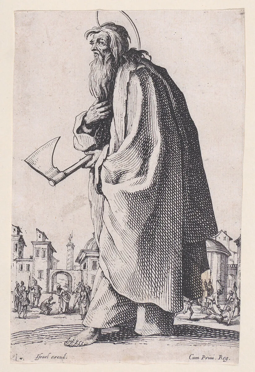 St. Thaddeus (St. Jude), from Les Grands Apôtres Debout, Représentant Le Sauveur, La Bienheureuse Marie et Les Saints Apôtres (The Large Standing Apostles, Representing The Savior, The Blessed Mary and The Apostles) — Jacques Callot|Israël Henriet