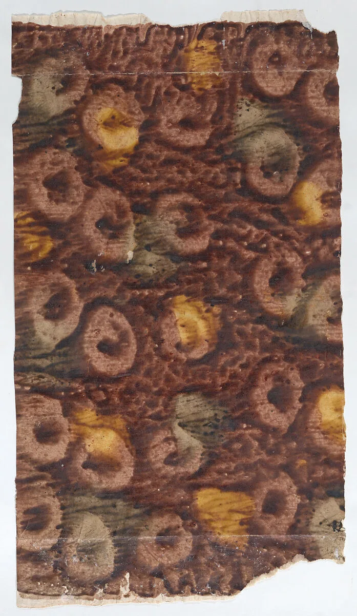 Paste paper with purple, yellow, and green patterns — Anonymous
