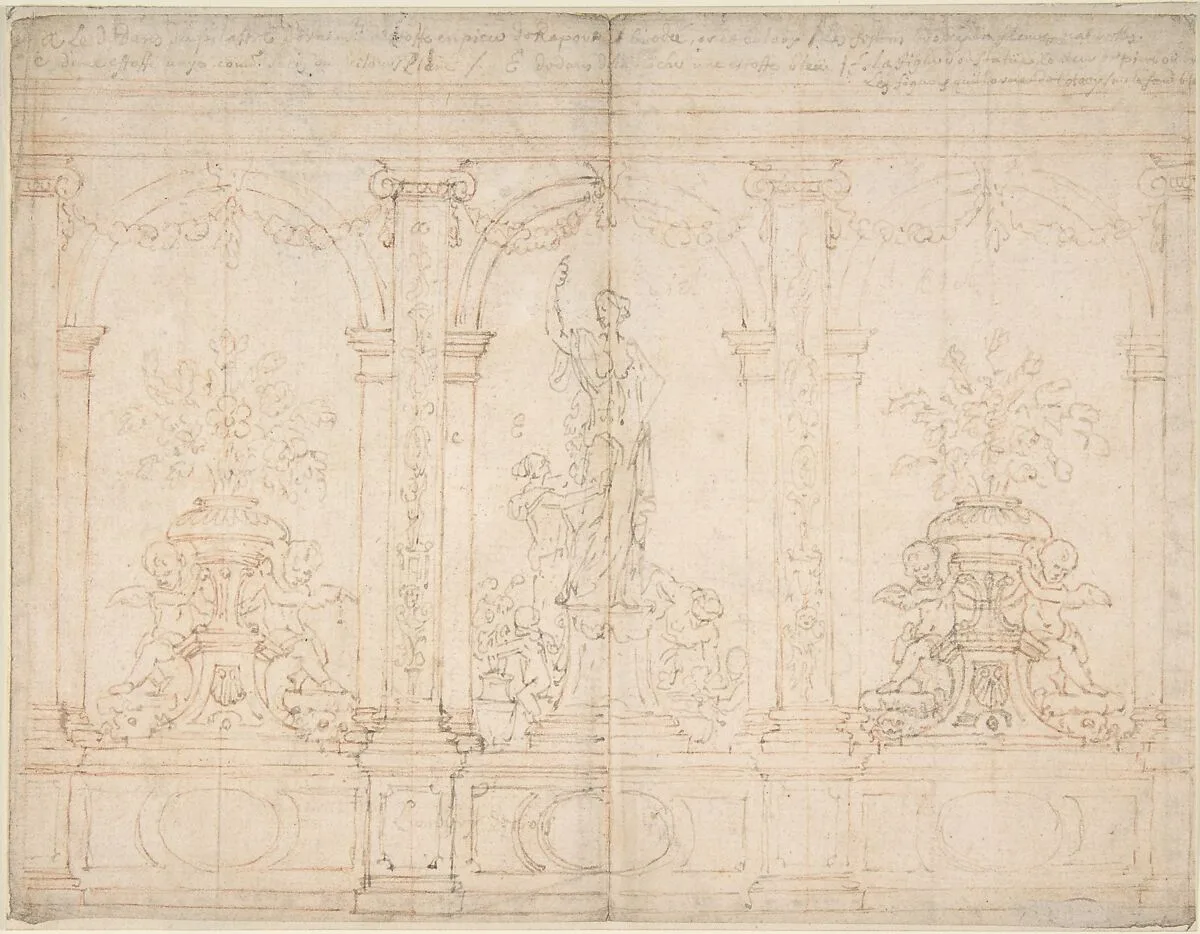 Wall Elevation with Three Arches — Anonymous, French, 18th century|Sébastien Le Clerc, le Jeune