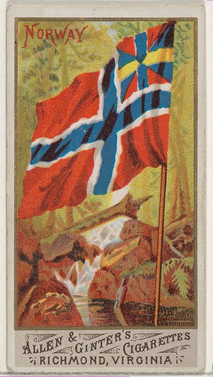 Norway, from Flags of All Nations, Series 1 (N9) for Allen & Ginter Cigarettes Brands — Allen & Ginter