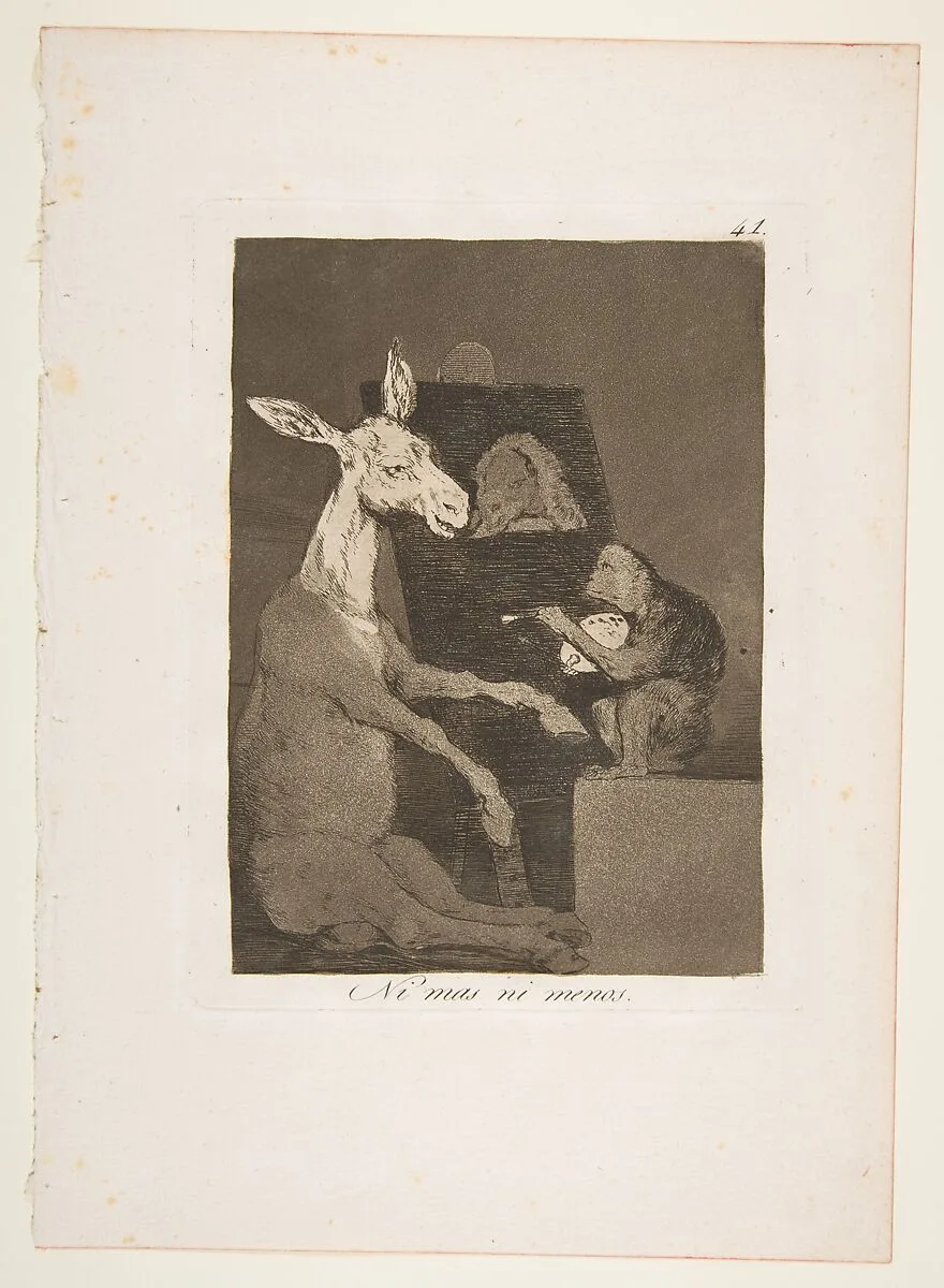 Plate 41 from "Los Caprichos": Neither more nor less (Ni mas ni menos) — Goya (Francisco de Goya y Lucientes)