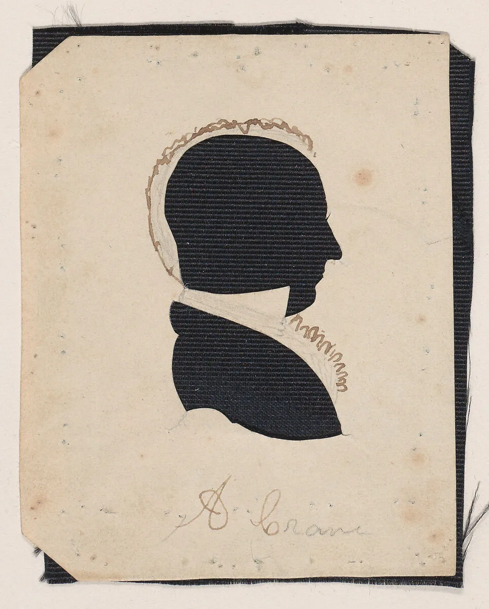 Silhouette of Aaron Crane, to right — William Chamberlain