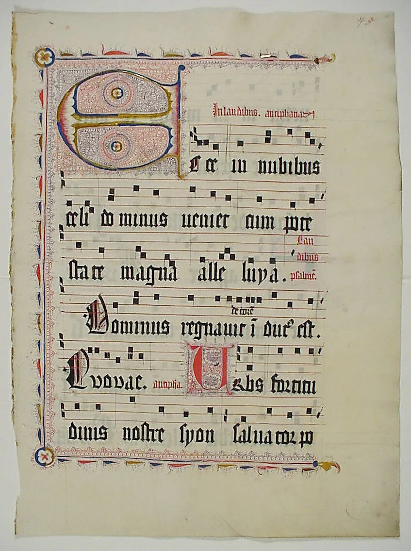 Manuscript Leaf with Initial E, from an Antiphonary — Unknown
