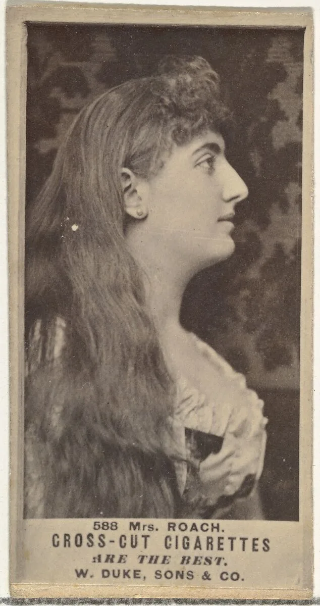 Card Number 588, Mrs. Roach, from the Actors and Actresses series (N145-3) issued by Duke Sons & Co. to promote Cross Cut Cigarettes — W. Duke, Sons & Co.